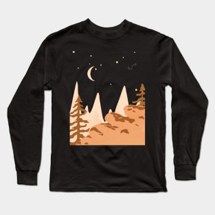 Night Scene Digital Art Trees Rocks Long Sleeve T-Shirt